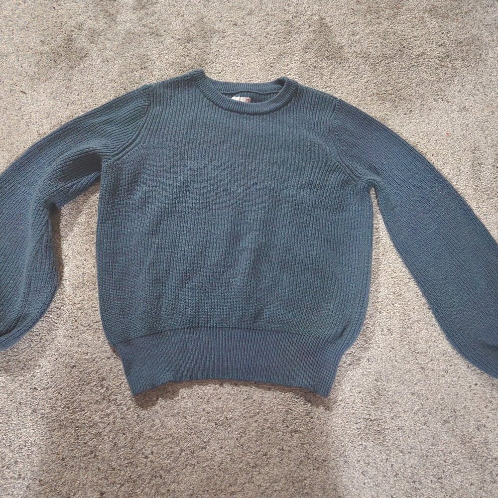 Teal balloon sleeve sweater